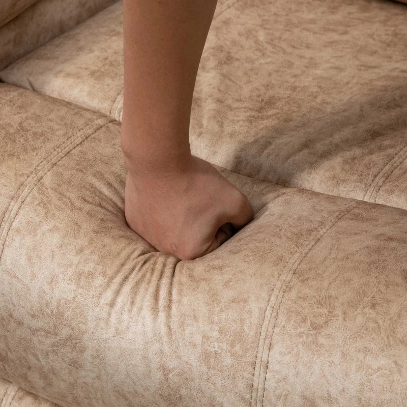Poltrona Relax Reclinável Poltrona para Sala de Estar com Apoio para os Pés Retrátil Encosto Alto Bolso Lateral Acolchoado Grosso 88x91x108 cm Bege