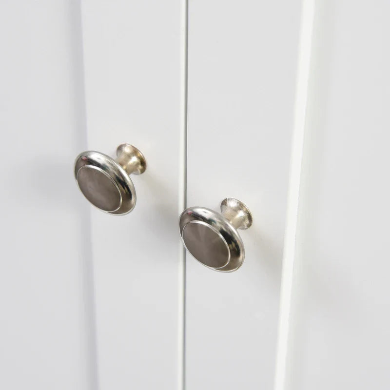 Carrinho de Cozinha Auxiliar com Rodas Carrinho de Cozinha com 2 Gavetas Armário de Armazenamento Prateleira Interior Ajustável 3 Suportes para Temperos e Barra de Pendurar 89x45x89,5cm Branco