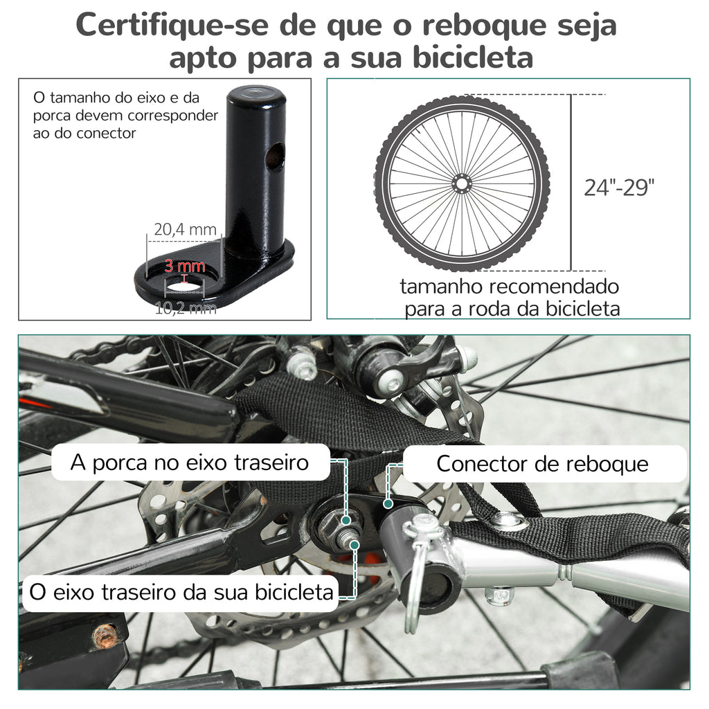 Reboque de Bicicleta 2 EM 1 para crianças de 2 lugares com Amortecedores Convertível em carrinho com barra e kit de corrida 129x85x105cm Branco