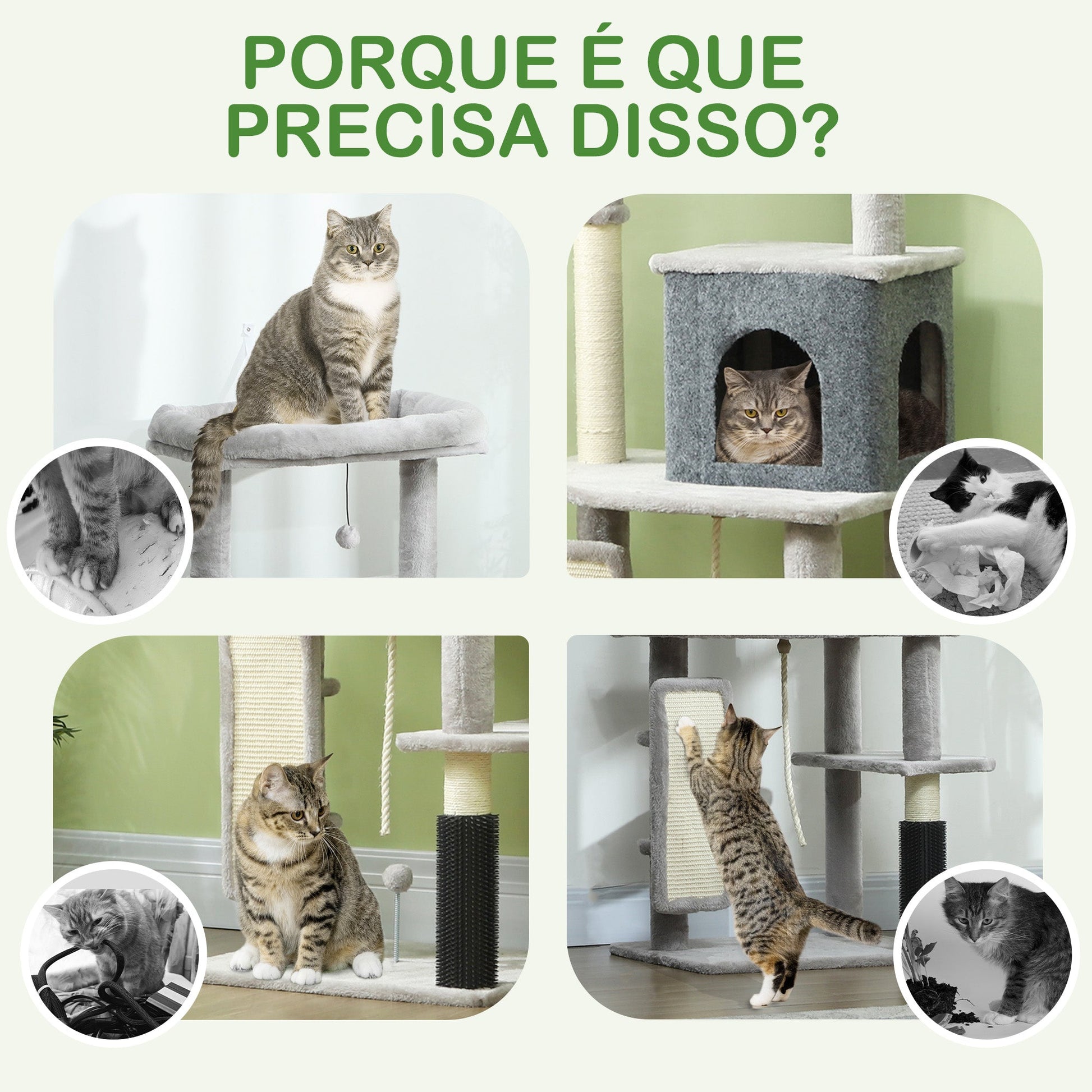 PawHut Arranhador para Gatos Grande Altura 132 cm Arranhador para Gatos com Plataformas Postes com Escova Bolas Suspensas e Almofadas para Arranhar Cinza