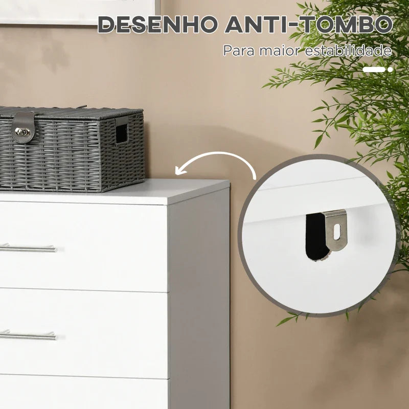 Cómoda com 4 Gavetas Cómoda de Dormitório com Pés de Estilo Moderno para Sala de Estar Entrada Corredor 112x38,2x81cm Branco