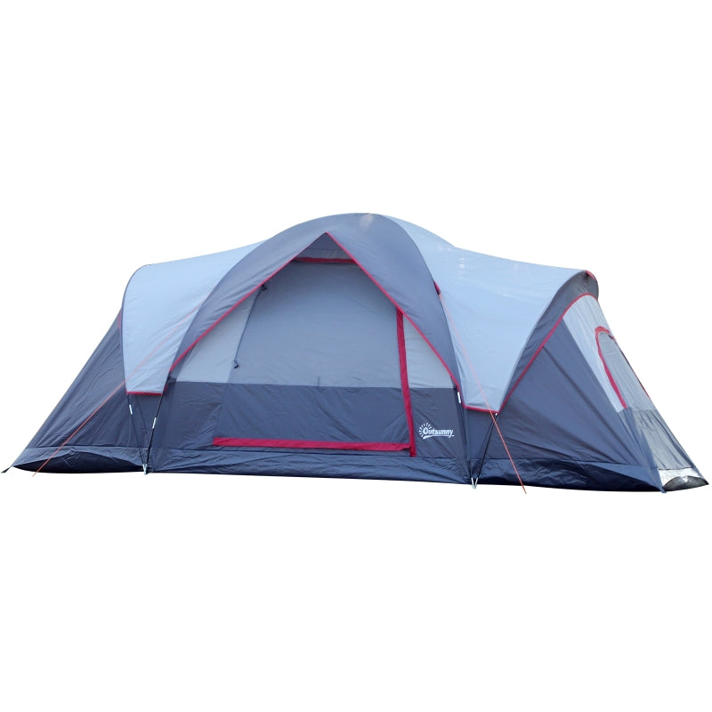 Tenda de Campismo para 4-5 Pessoas Impermeável 3000mm+ Anti UV com Bolsa de Transporte e Gancho para Luz 455x230x180cm Cinza