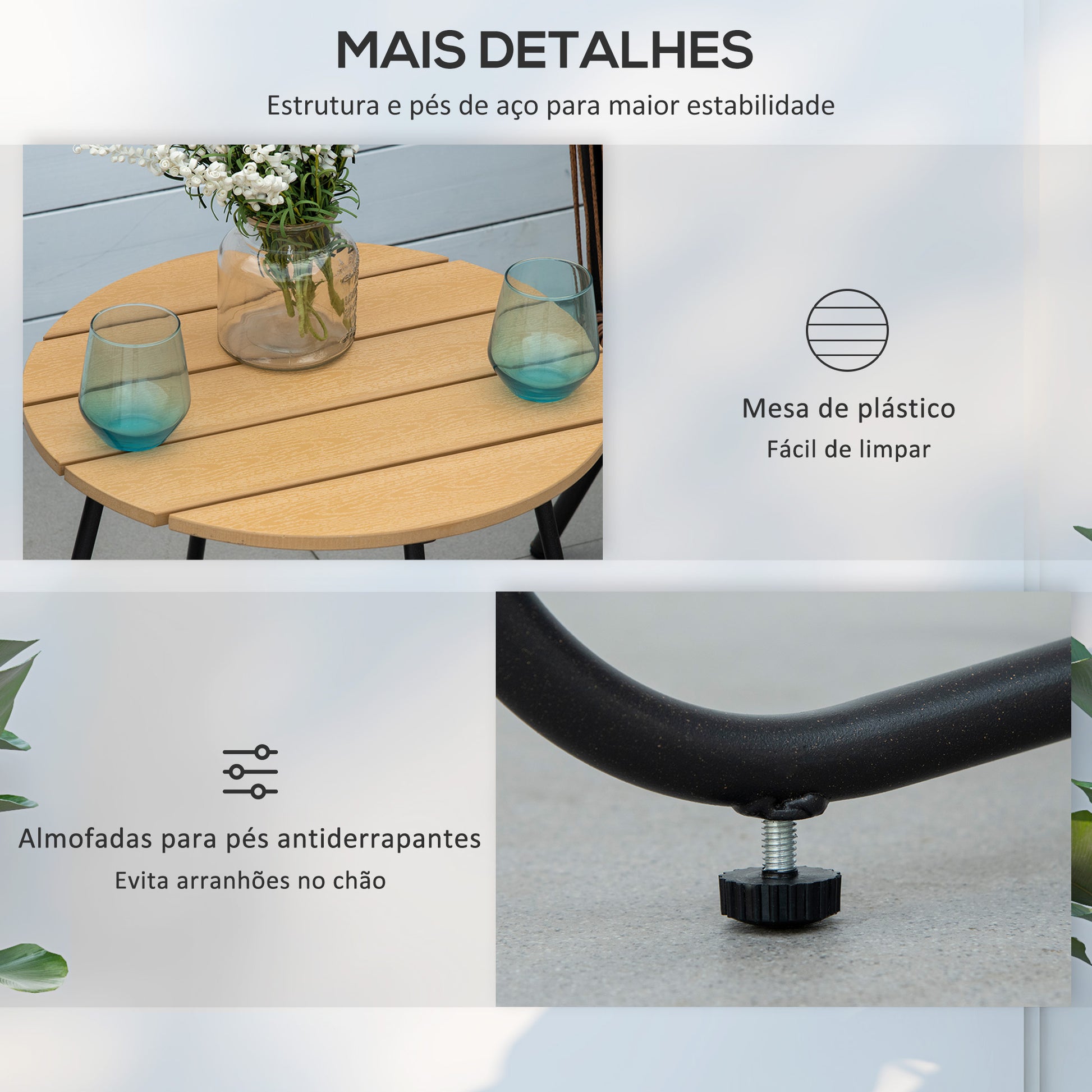 Conjunto de Móveis de Jardim de Vime 3 Peças Conjunto de Móveis de Varanda Incluí 1 Mesa de Centro e 2 Poltronas com Almofadas Acolchoadas Cinza