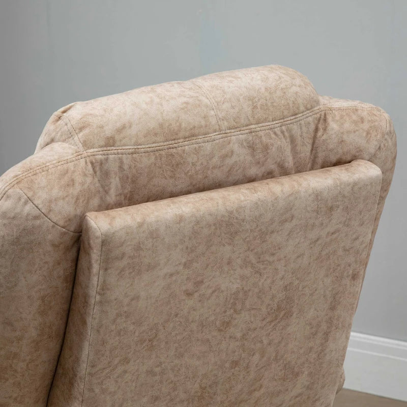 Poltrona Relax Reclinável Poltrona para Sala de Estar com Apoio para os Pés Retrátil Encosto Alto Bolso Lateral Acolchoado Grosso 88x91x108 cm Bege