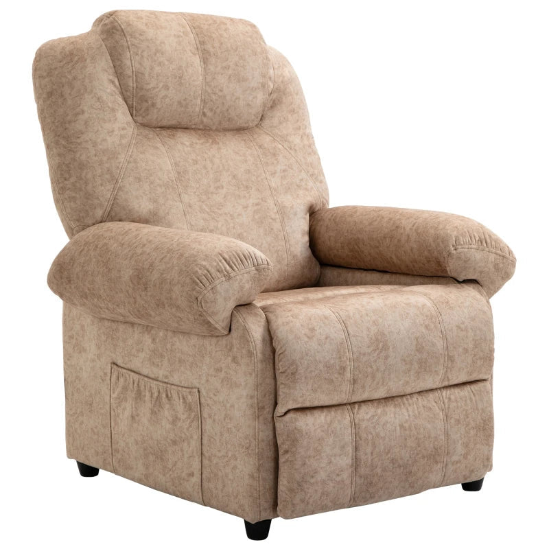Poltrona Relax Reclinável Poltrona para Sala de Estar com Apoio para os Pés Retrátil Encosto Alto Bolso Lateral Acolchoado Grosso 88x91x108 cm Bege