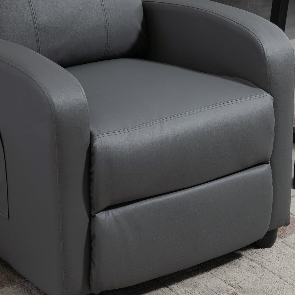 Poltrona de Massagem Poltrona Relax Reclinável com 2 Zonas de Massagem 8 Programas 5 Níveis de Intensidade e Controlo Remoto Estofada em PU 68x88x98 cm Cinzento
