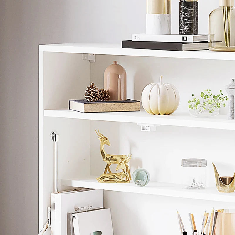 Secretária de Parede Moderna Mesa Dobrável de Parede Multifuncional com Prateleiras de Armazenamento Carga 40 kg para Dormitório Sala de Estar Escritório 64x20x60 cm Branco