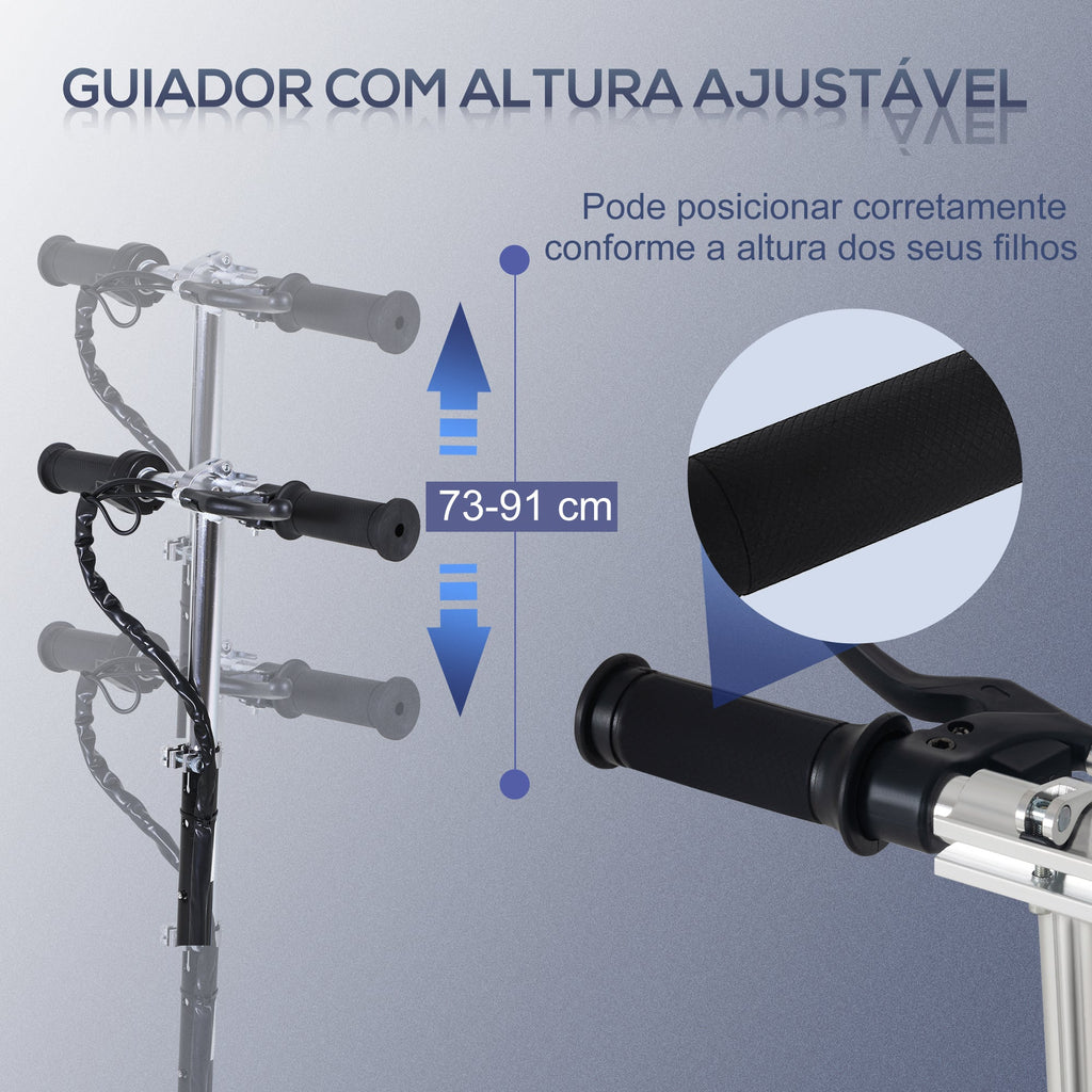 Trotinete Elétrica Criança De 7-14 Anos E-Scooter Dobrável Guiador Ajustável 12km/h Bateria Recarregável 12V Skate 120W Carga 50kg Vermelho
