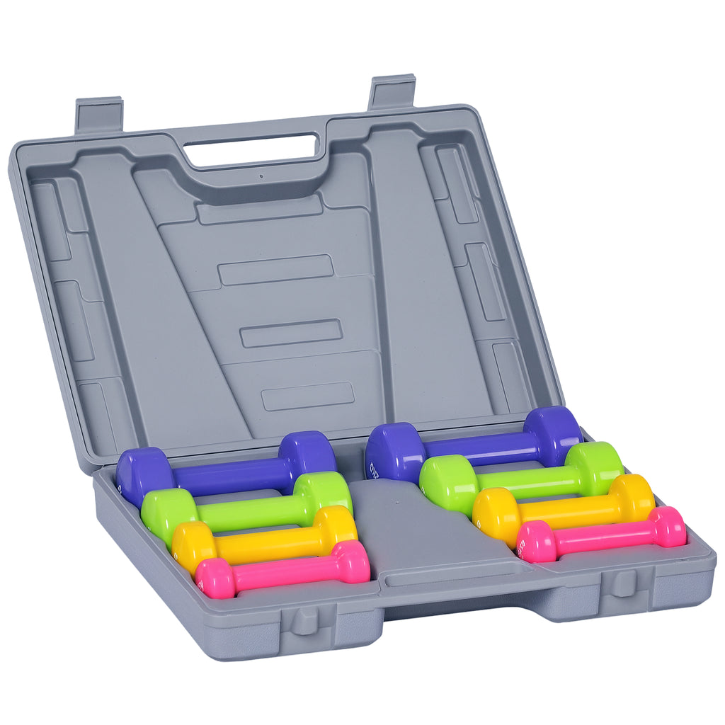 Jogo de 8 Halteres Hexagonais 4 Pares 2kg 1,5kg 1kg 0,5kg com Revestimento Pesos para Exercícios em Casa Academia Aço Multicor