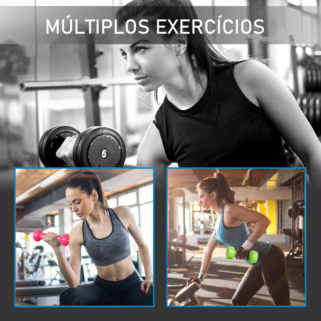 Jogo de 8 Halteres Hexagonais 4 Pares 2kg 1,5kg 1kg 0,5kg com Revestimento Pesos para Exercícios em Casa Academia Aço Multicor