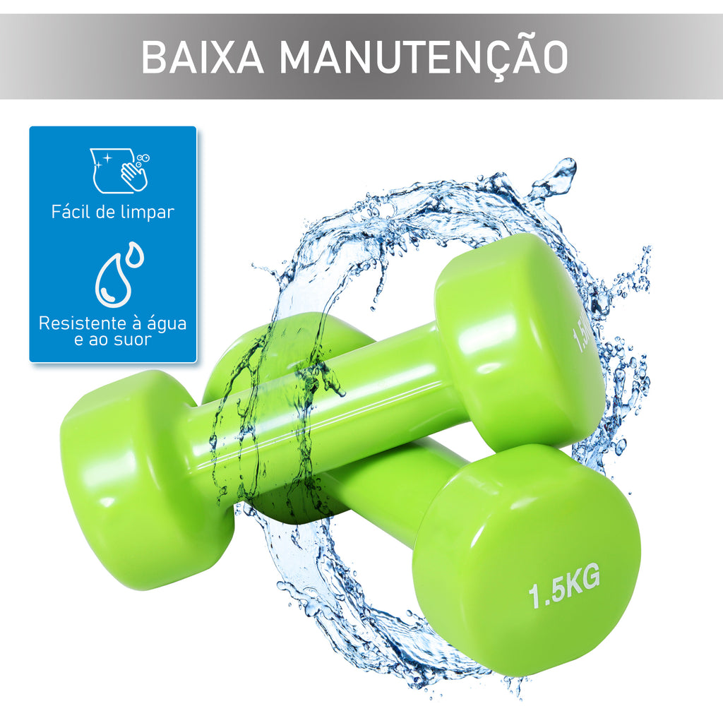 Jogo de 8 Halteres Hexagonais 4 Pares 2kg 1,5kg 1kg 0,5kg com Revestimento Pesos para Exercícios em Casa Academia Aço Multicor