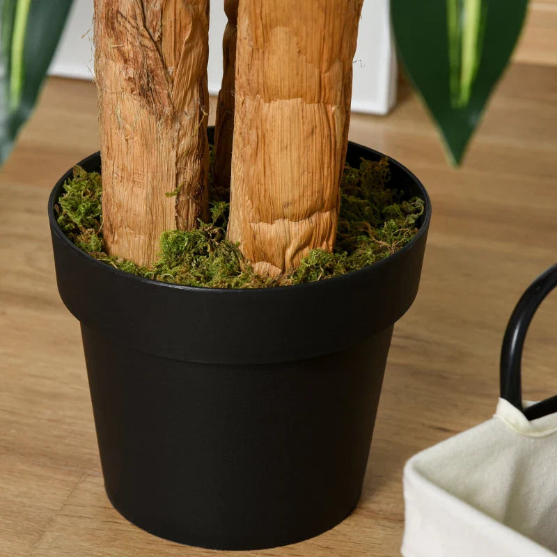 Planta Artificial Decorativa Dracaena com Pote Árvore Sintética 66 Folhas para Jardim Varanda Escritório Sala Ø20x160 cm Verde