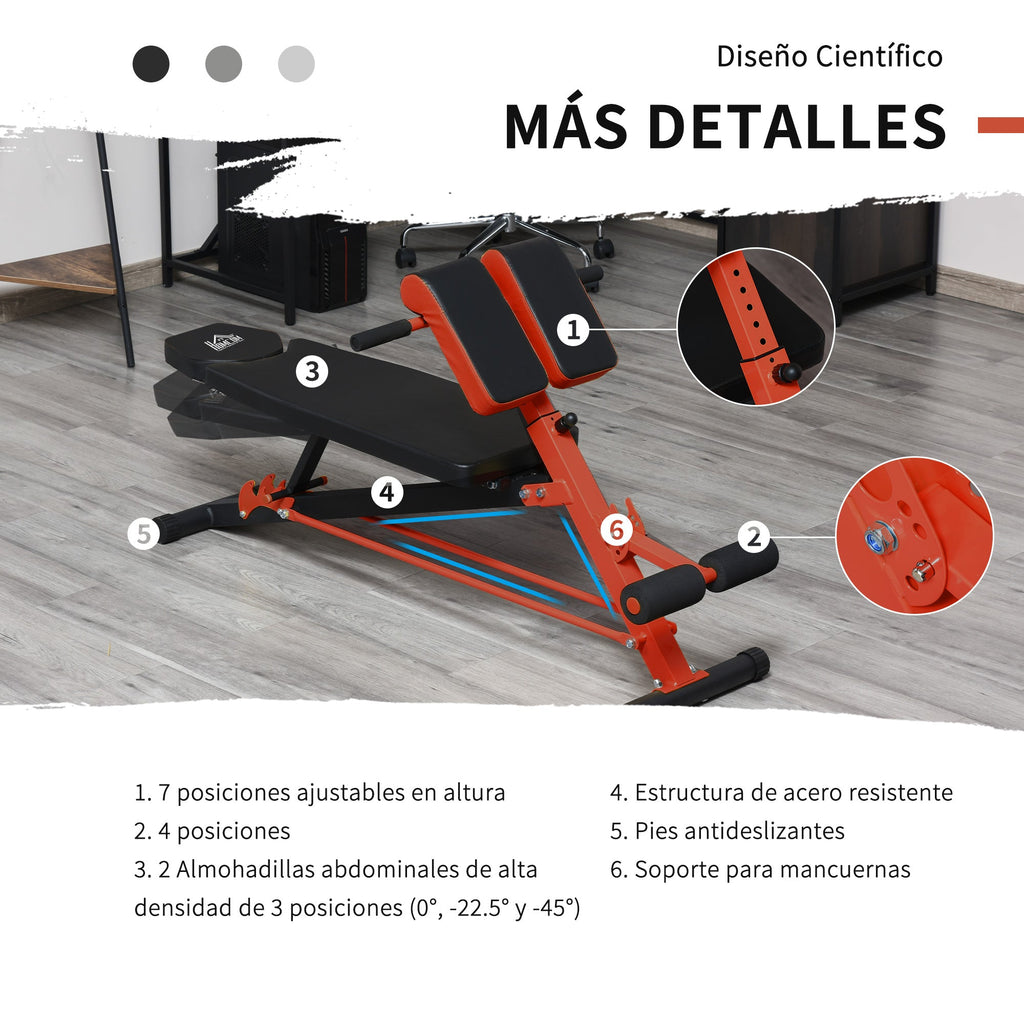 Banco de haltere Inclinação com 4 níveis de altura ajustável 64x146x73.5-85cm