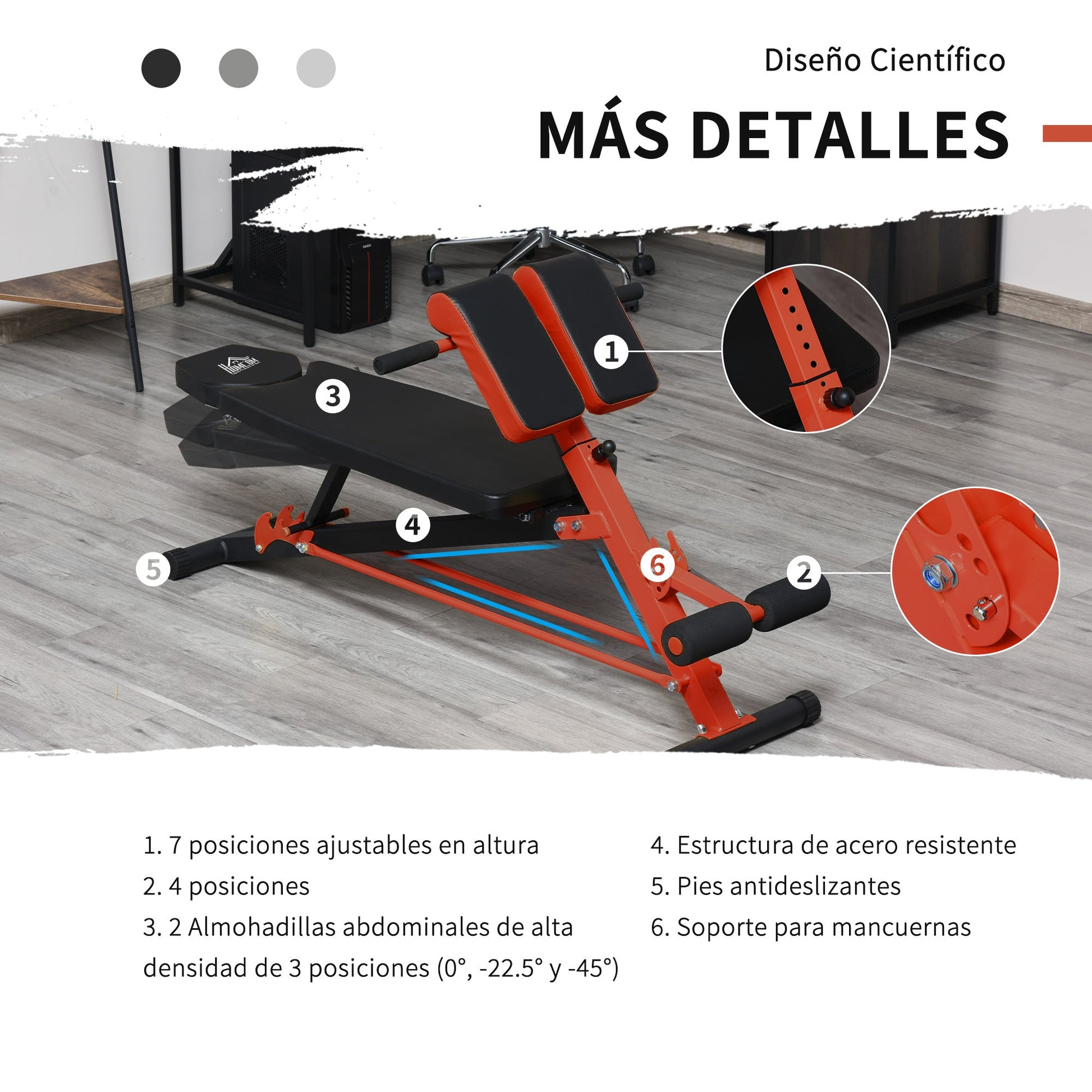 Banco de haltere Inclinação com 4 níveis de altura ajustável 64x146x73.5-85cm