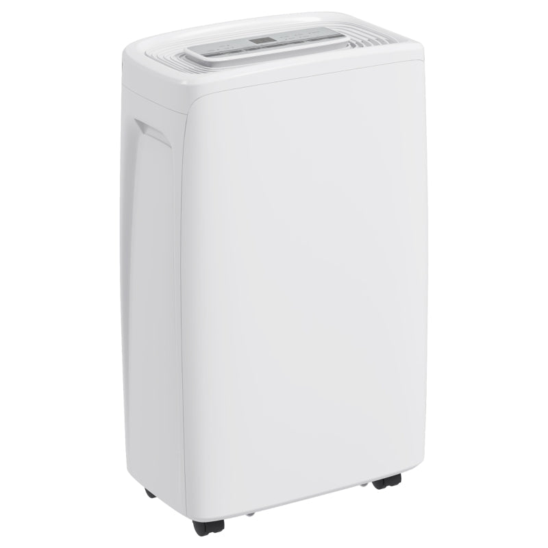 Desumidificador Elétrico 12L/Dia com 4 Modos 2 Velocidades Desligamento Automático Ecrã LED Temporizador Silencioso para Dormitório Sala de Estar Cozinha 29x18x49 cm Branco
