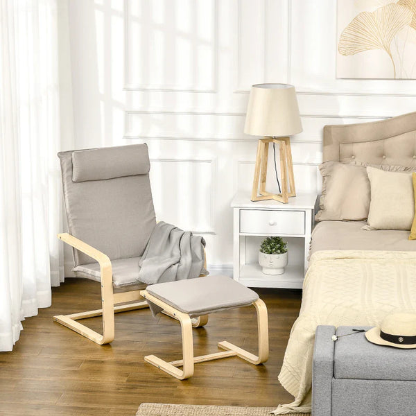 Poltrona Otomana de Sala de Estar Estofada em Tecido Poltrona Moderna com Encosto Alto Apoio para os Braços e Almofada Removível para Dormitório Escritório Carga Máxima 120kg 67x69x100cm Cinza