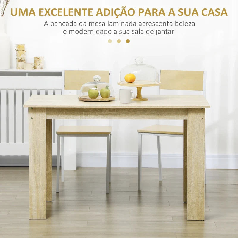 Mesa de Sala de Jantar para 4-6 Pessoas Mesa de Cozinha Retangular Estilo Moderno com Bancada de Melamina de Madeira Carga 50 kg 120x69x75 cm Carvalho