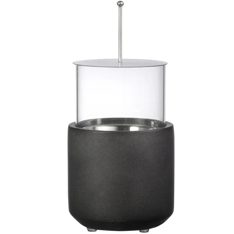 Lareira de Bioetanol de Mesa Capacidade 0,4L Combustão 2,5h Lareira de Bioetanol para Interior e Exterior 12x12x19cm Cinza Escuro