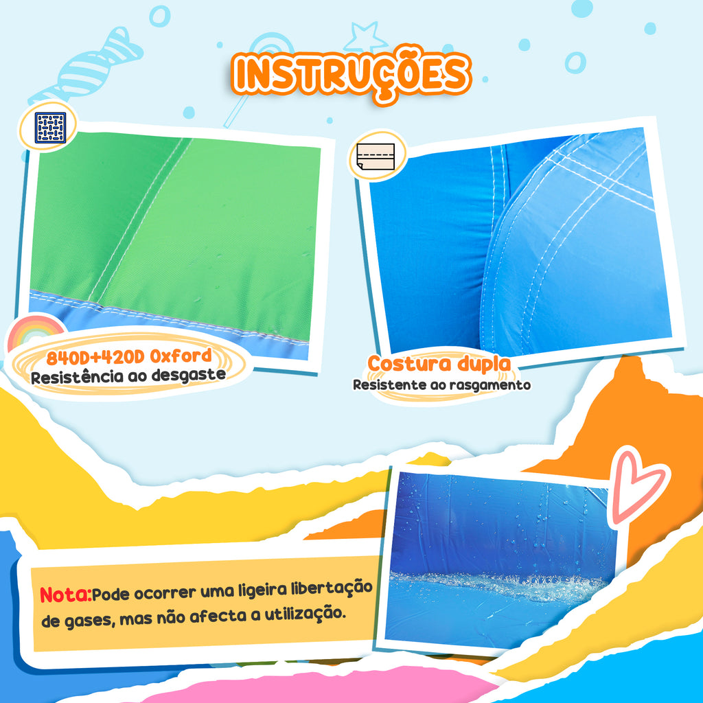 AIYAPLAY Castelo Insuflável com Insuflador 4 em 1 Castelo Insuflável para Crianças com Escorrega Piscina de Bolas Cesto e Saco de Transporte para Exterior e Interior 415x205x190 cm Multicor
