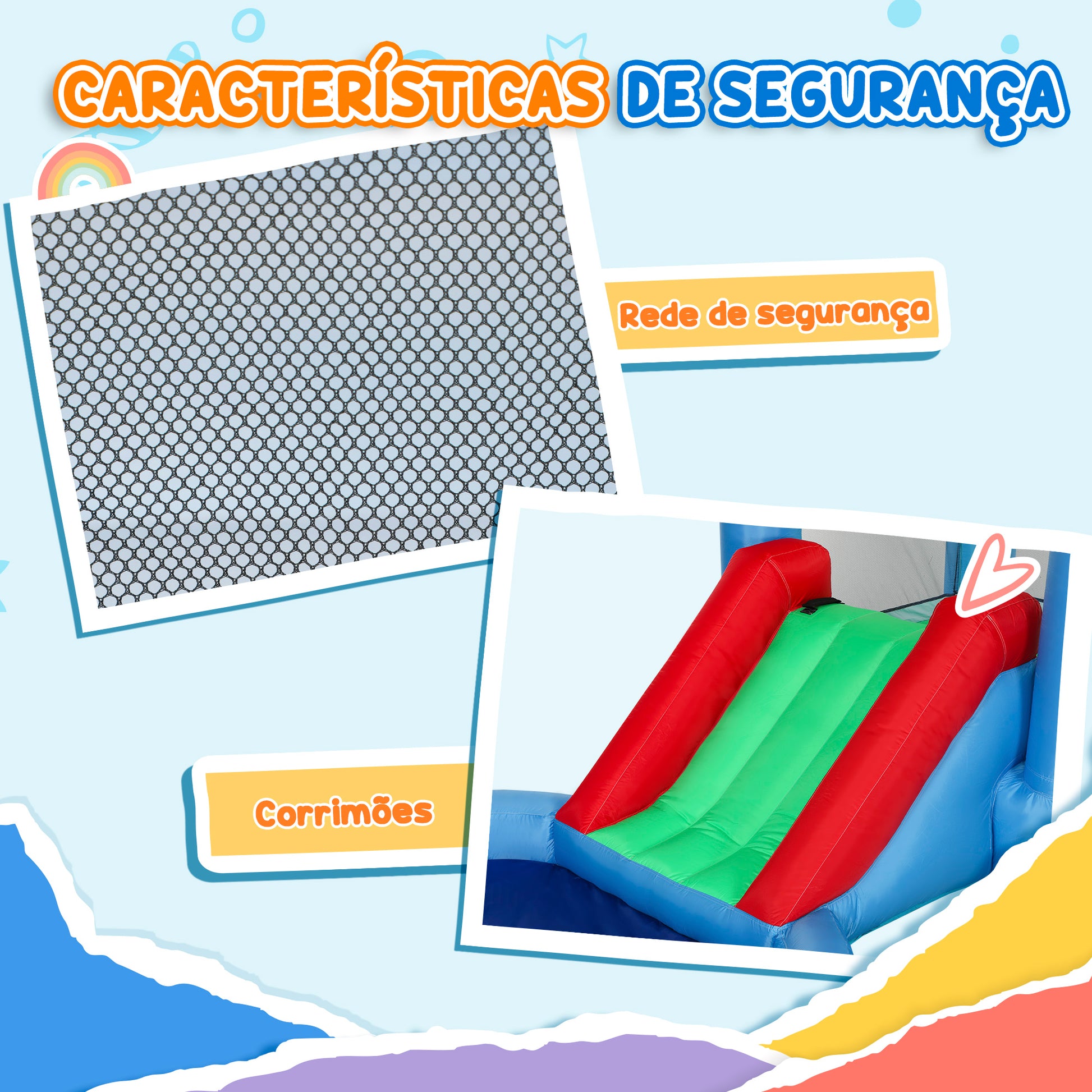 AIYAPLAY Castelo Insuflável com Insuflador 4 em 1 Castelo Insuflável para Crianças com Escorrega Piscina de Bolas Cesto e Saco de Transporte para Exterior e Interior 415x205x190 cm Multicor