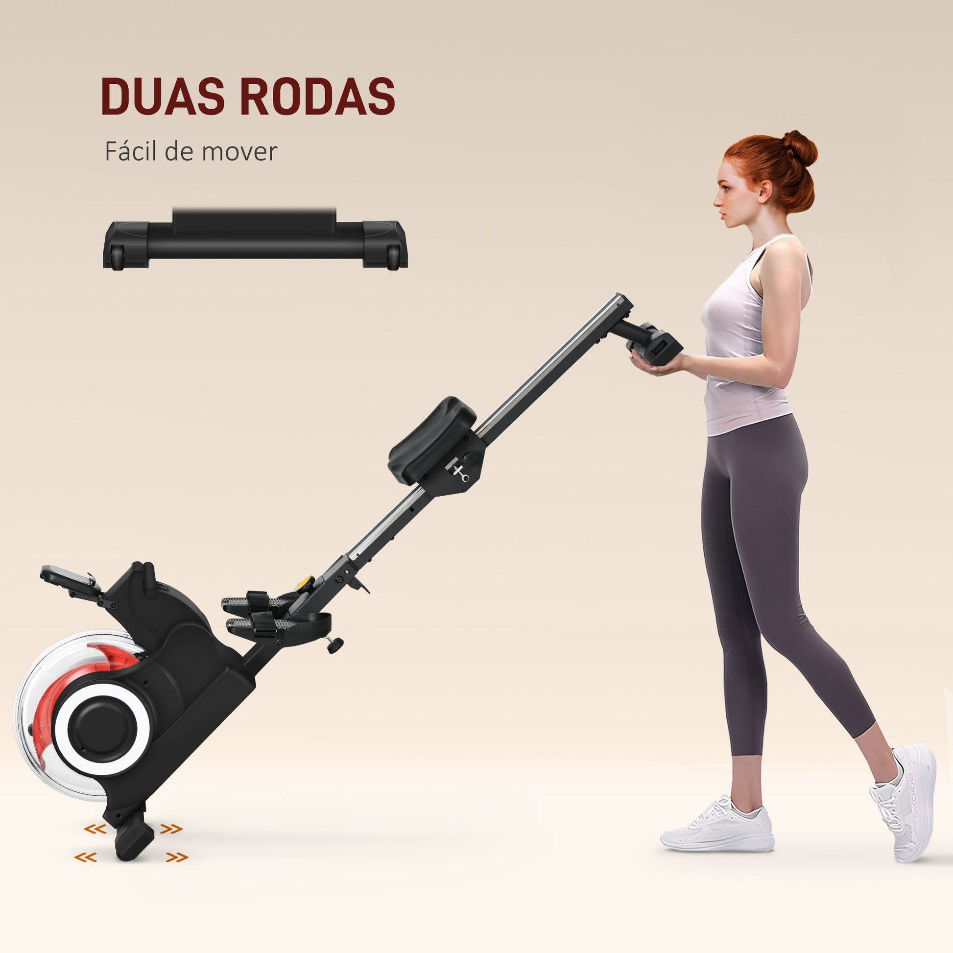 SPORTNOW Máquina de Remo com 6 Níveis de Resistência Máquina de Remo para Casa Dobrável com Ecrã LCD Rodas Máquina de Remar para Treino em Ginásio Preto