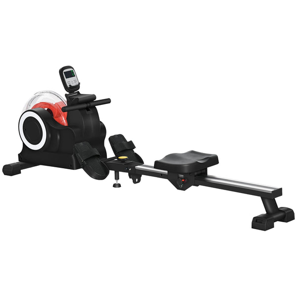 SPORTNOW Máquina de Remo com 6 Níveis de Resistência Máquina de Remo para Casa Dobrável com Ecrã LCD Rodas Máquina de Remar para Treino em Ginásio Preto