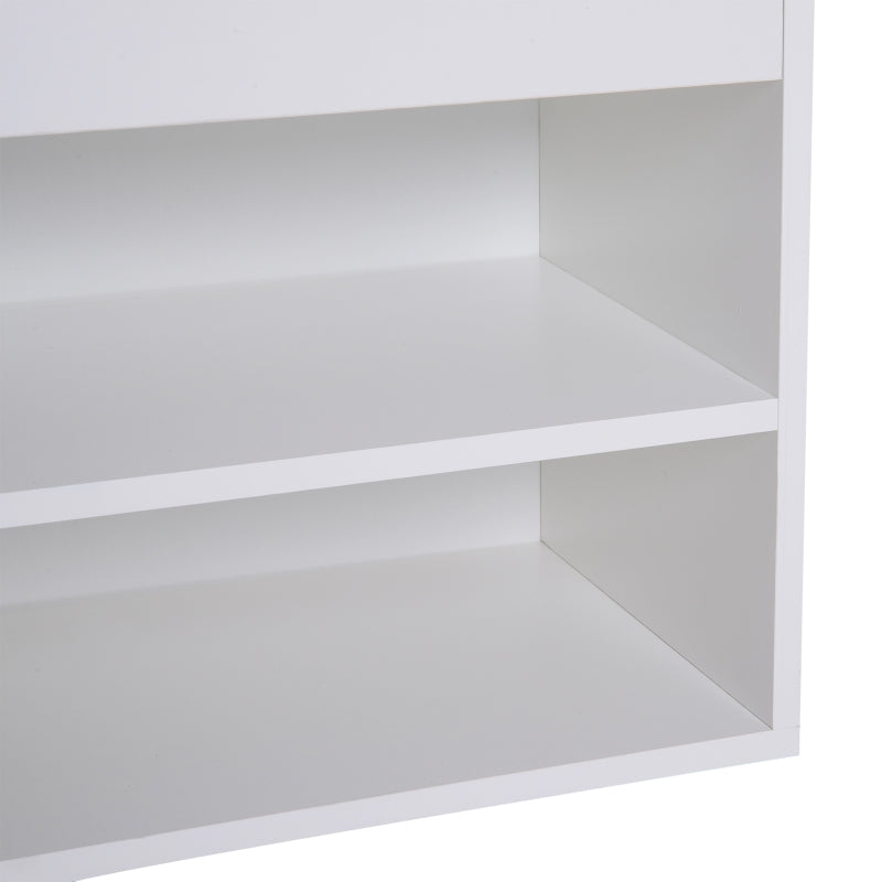 Banco Sapateira com Armazenamento Gaveta Prateleira e Assento Acolchoado para Entrada Estilo Moderno 80x30x47cm Branco