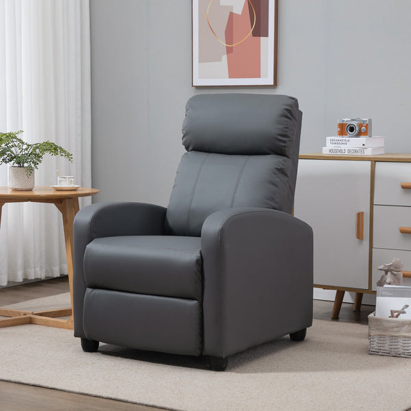 Poltrona de Massagem Poltrona Relax Reclinável com 2 Zonas de Massagem 8 Programas 5 Níveis de Intensidade e Controlo Remoto Estofada em PU 68x88x98 cm Cinzento