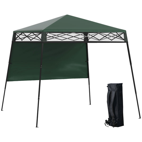 Tenda Dobrável 220x220x200 cm Tenda Dobrável com 1 Parede Lateral Bolsa de Transporte Impermeável e Proteção UV50+ para Jardim Pátio Verde