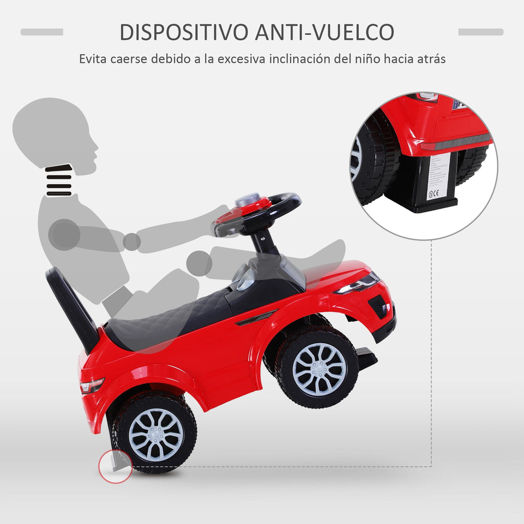 Quad andarilhos Carro Infantil sem Pedais para Bebê Estilo de Carreira de Andador de Brinquedo com Alto-falante 60x38x42cm Vermelho