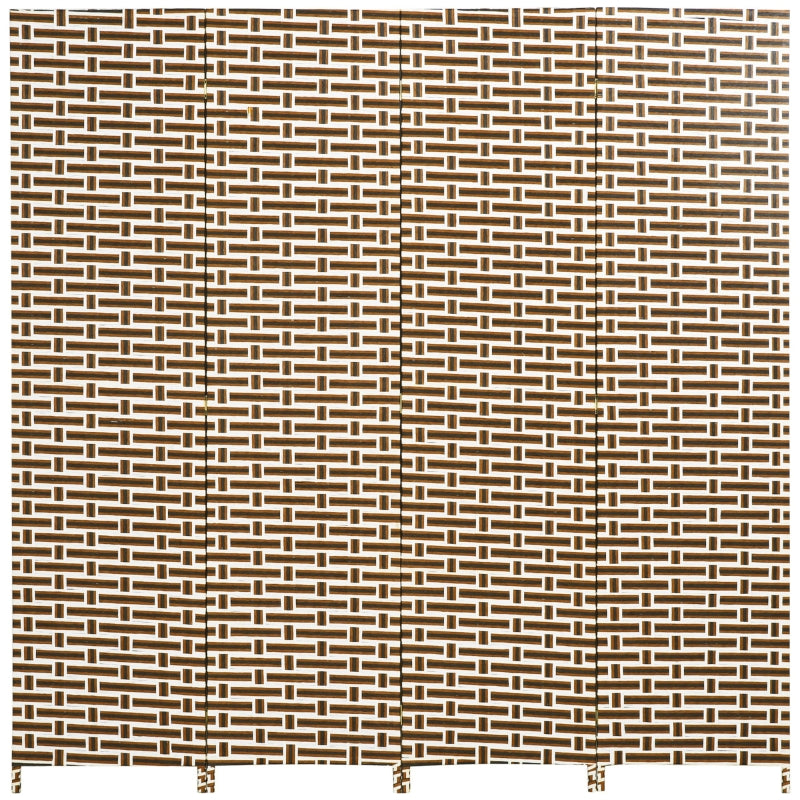 Biombo Separador de Ambientes de 4 Paineis Biombo Dobrável 180x180cm Separador de Ambientes Decoração Elegante para Dormitórios Sala de Estar Cozinha Marrom e Branco
