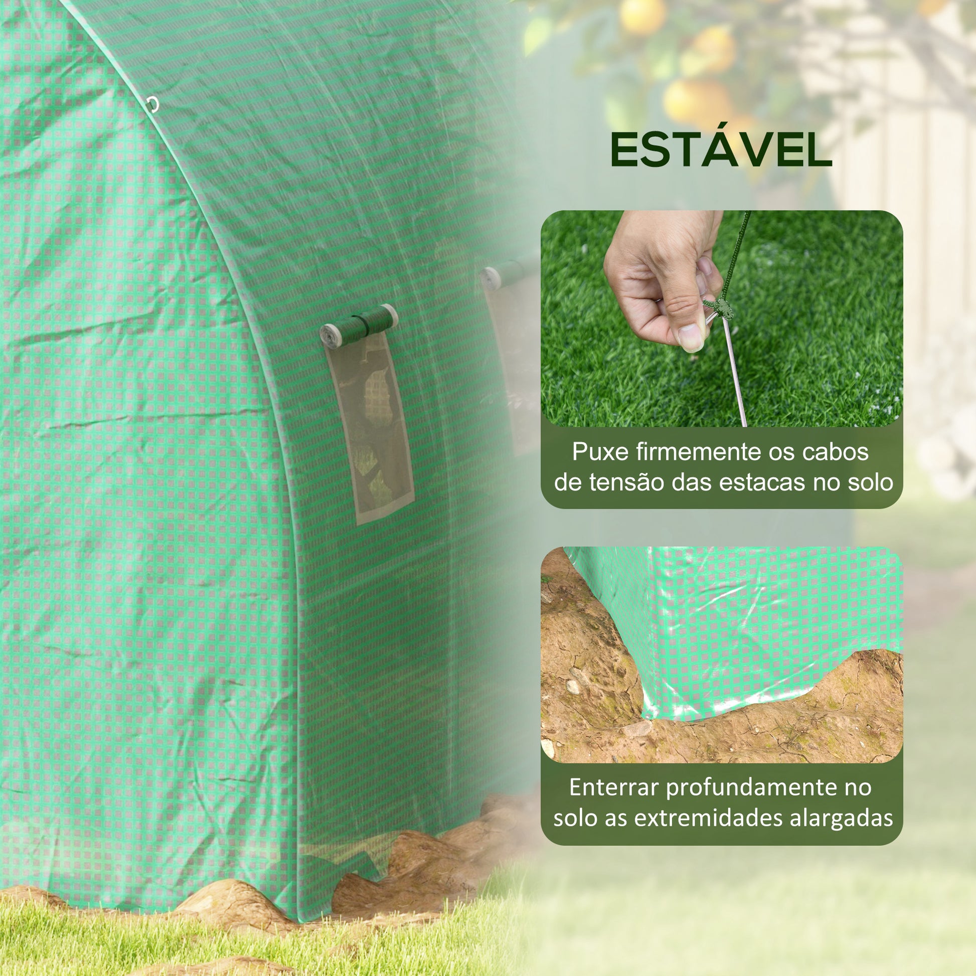 Estufa tipo Túnel 6x3x2 m Estufa de Exterior Com Sistema de Irrigação 12 Janelas com Malha e 1 Porta de Enrolar Estufa de Jardim Pátio Verde
