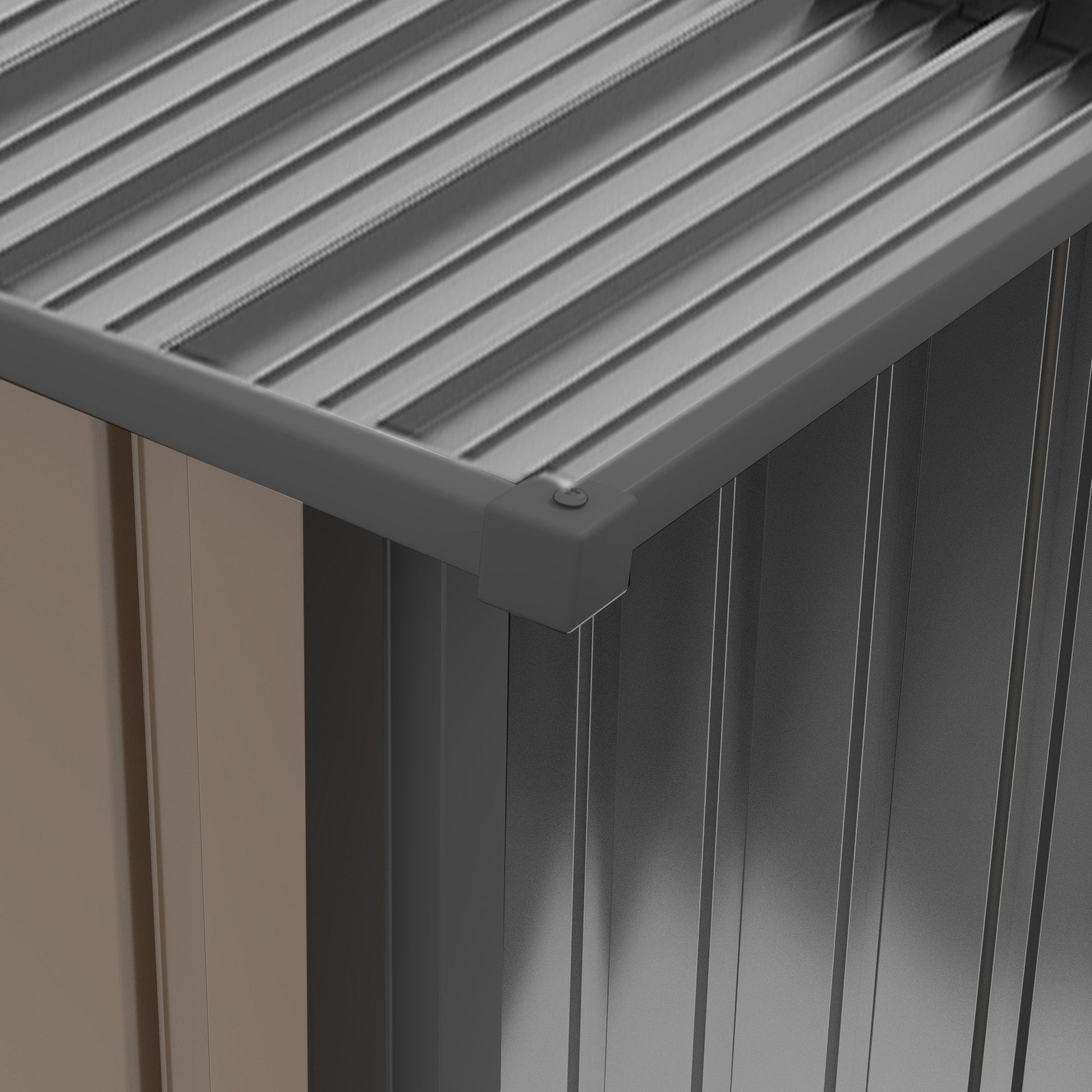 Abrigo de Jardim 0,92 m² 100x103x160 cm Abrigo Exterior de Aço Galvanizado com Porta Fechadura e Teto Inclinado para Armazenamento de Ferramentas Marrom