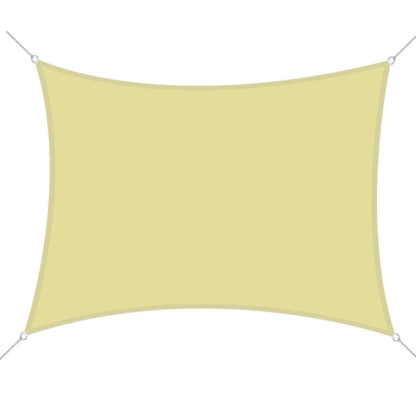 Vela de Sombra Retangular 4x6 m Toldo Vela de Poliéster com Proteção UV Aneis em Forma de D e Cordas para Jardim Pátio Piscina Areia