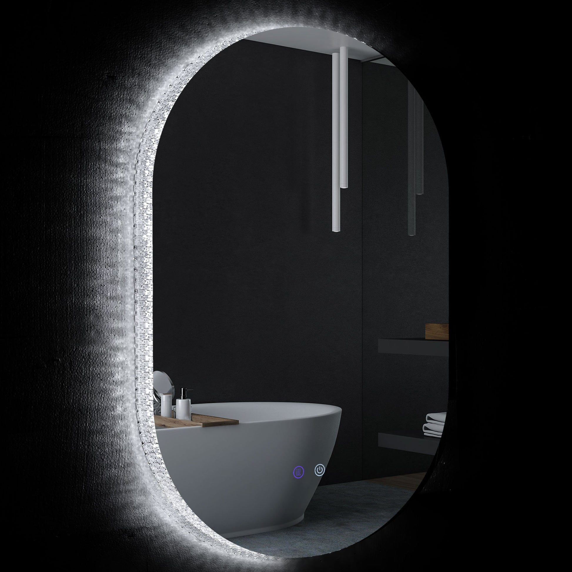 Espelho Casa de Banho com Luzes LED 81x51 cm Espelho de Parede com 3 Cores Ajustáveis Função Antiembaciamento Interruptor Tátil Horizontal ou Vertical Prata