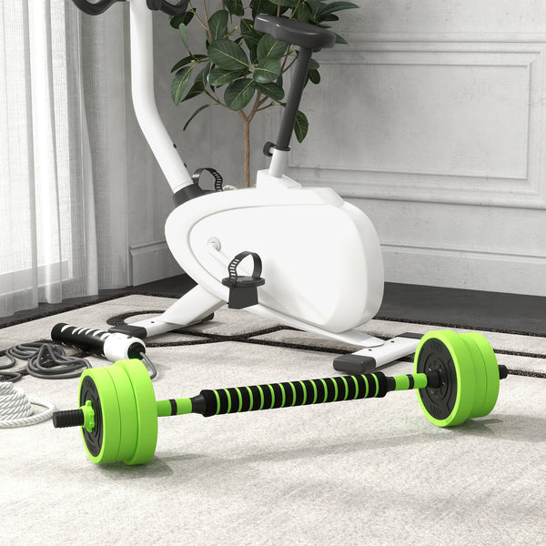 SPORTNOW Conjunto de Halteres 20kg 4 em 1 Conjunto de Pesos com Kettlebell Barra de Pesos para Treino de Força em Casa Ginásio Escritório Verde