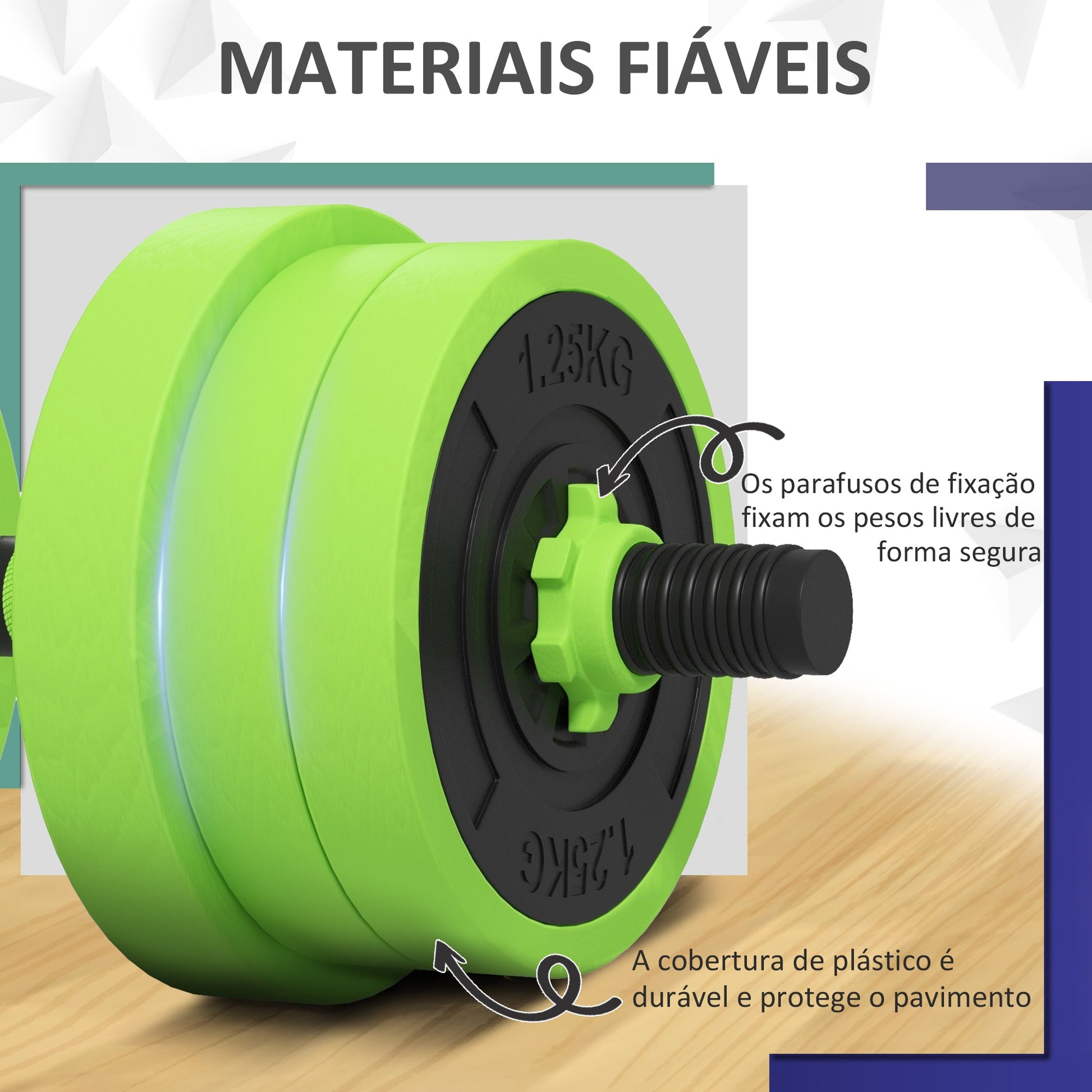 SPORTNOW Conjunto de Halteres 20kg 4 em 1 Conjunto de Pesos com Kettlebell Barra de Pesos para Treino de Força em Casa Ginásio Escritório Verde
