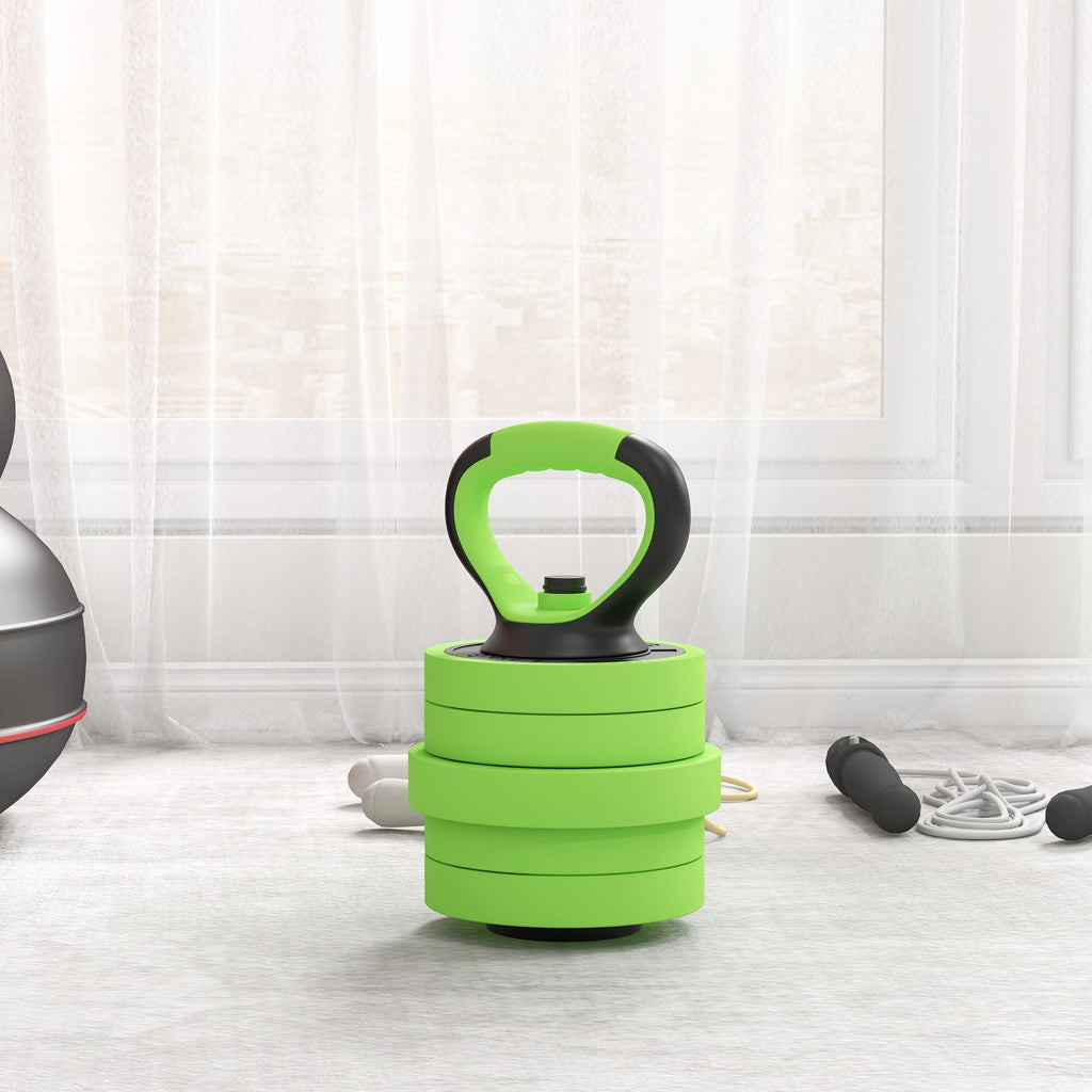 SPORTNOW Conjunto de Halteres 20kg 4 em 1 Conjunto de Pesos com Kettlebell Barra de Pesos para Treino de Força em Casa Ginásio Escritório Verde