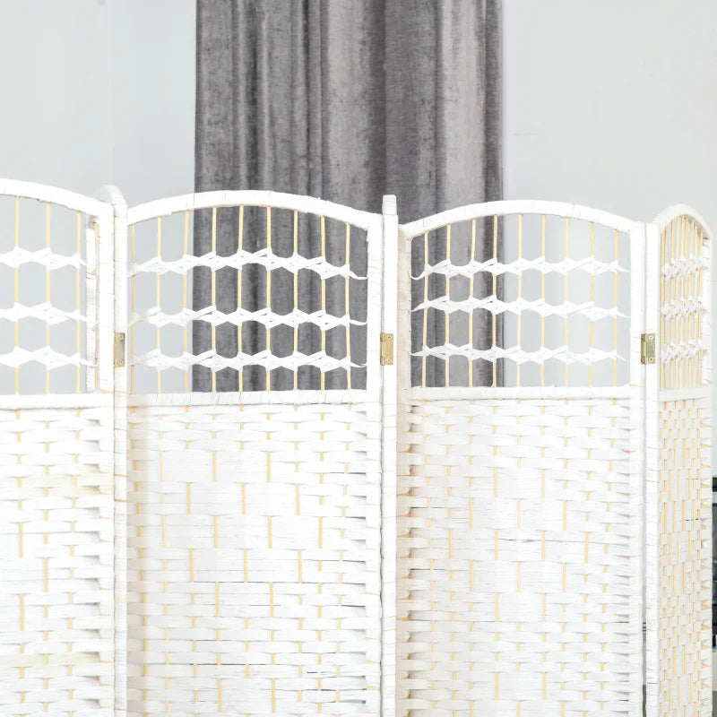 Biombo de 6 Paineis Separador de Ambientes Dobrável 242x170cm Divisória de Habitações de Fibra de Papel Decoração Elegante para Dormitório Sala de Estar Branco