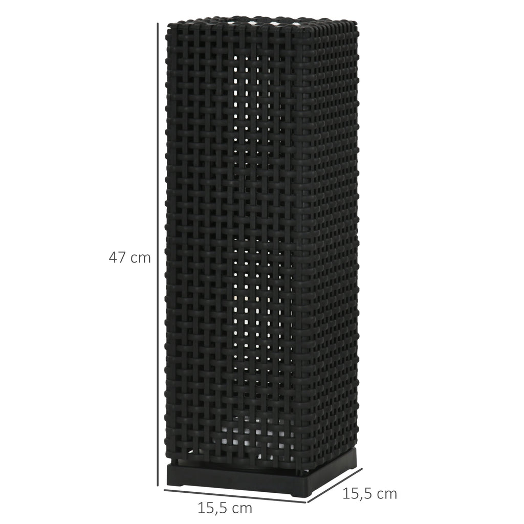 Candeeiro Solar de Jardim – 15,5x15,5x47 cm – Preto – Luz LED Quente com Ligar/Desligar Automático – IP44