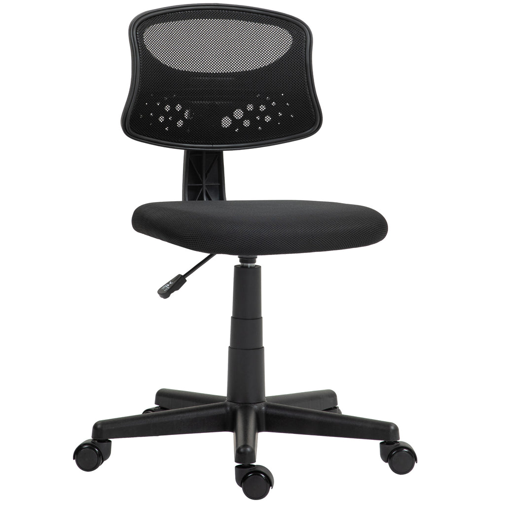 Cadeira de Escritório sem Apoio para os Braços Cadeira de Escritório Giratória com Encosto de Malha Respirável Altura Ajustável Carga 120 kg 43x48x78-88 cm Preto