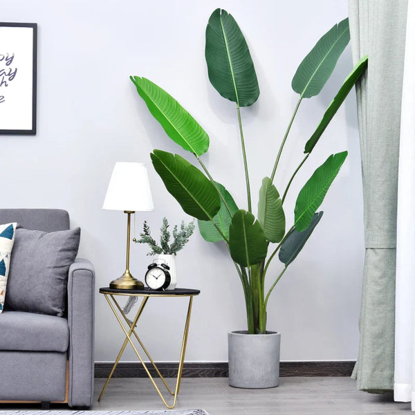 Planta Artificial de Decoração Planta Palmeira Artificial com Vaso 10 Folhas para Exterior e Interior Ø18x180cm Verde