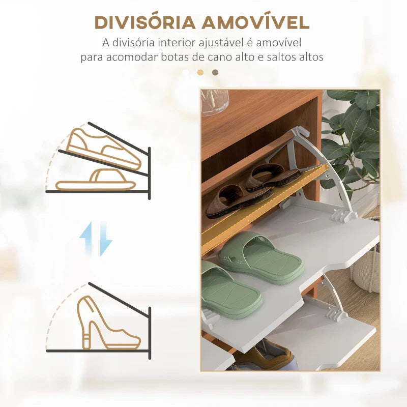 Sapateira com 4 Gavetas e Prateleiras Ajustáveis Móvel para Sapatos de Corredor para 16 Pares de Sapatos 95x26x95 cm Madeira