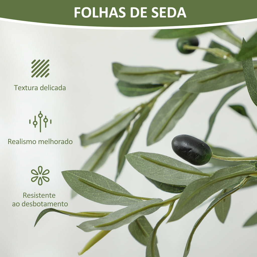 Oliveira Artificial 150 cm Planta Artificial Decorativa Grande Árvore Artificial de Interior com 32 Azeitonas Decoração para Lar Escritório Varanda Quarto Verde