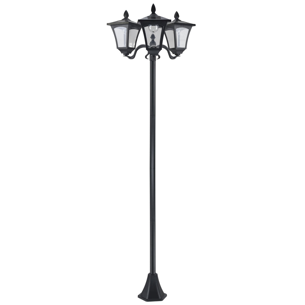 Candeeiro Solar Triplo de Jardim – 51,5x47x182,5 cm – Preto – 3 Luzes LED com Sensor Automático – IP44