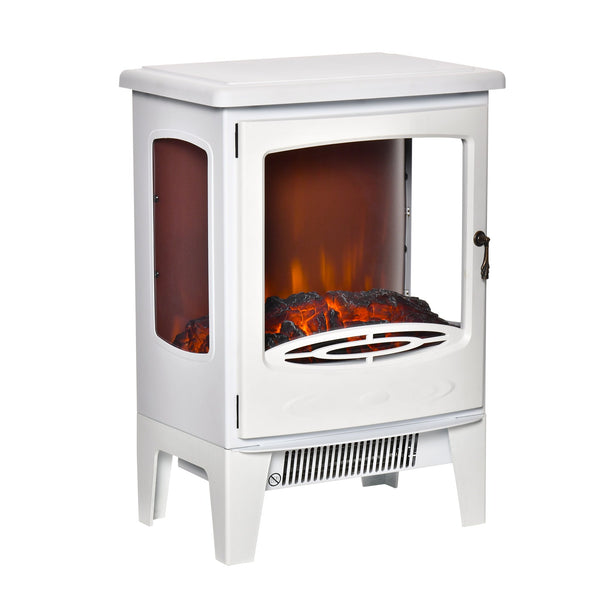 Lareira Elétrica 900W/1800W Lareira Decorativa com Janelas Efeito de Chama Temperatura Ajustável e Proteção Sobreaquecimento para 20-25 ㎡ 39x26x54,8 cm Branco