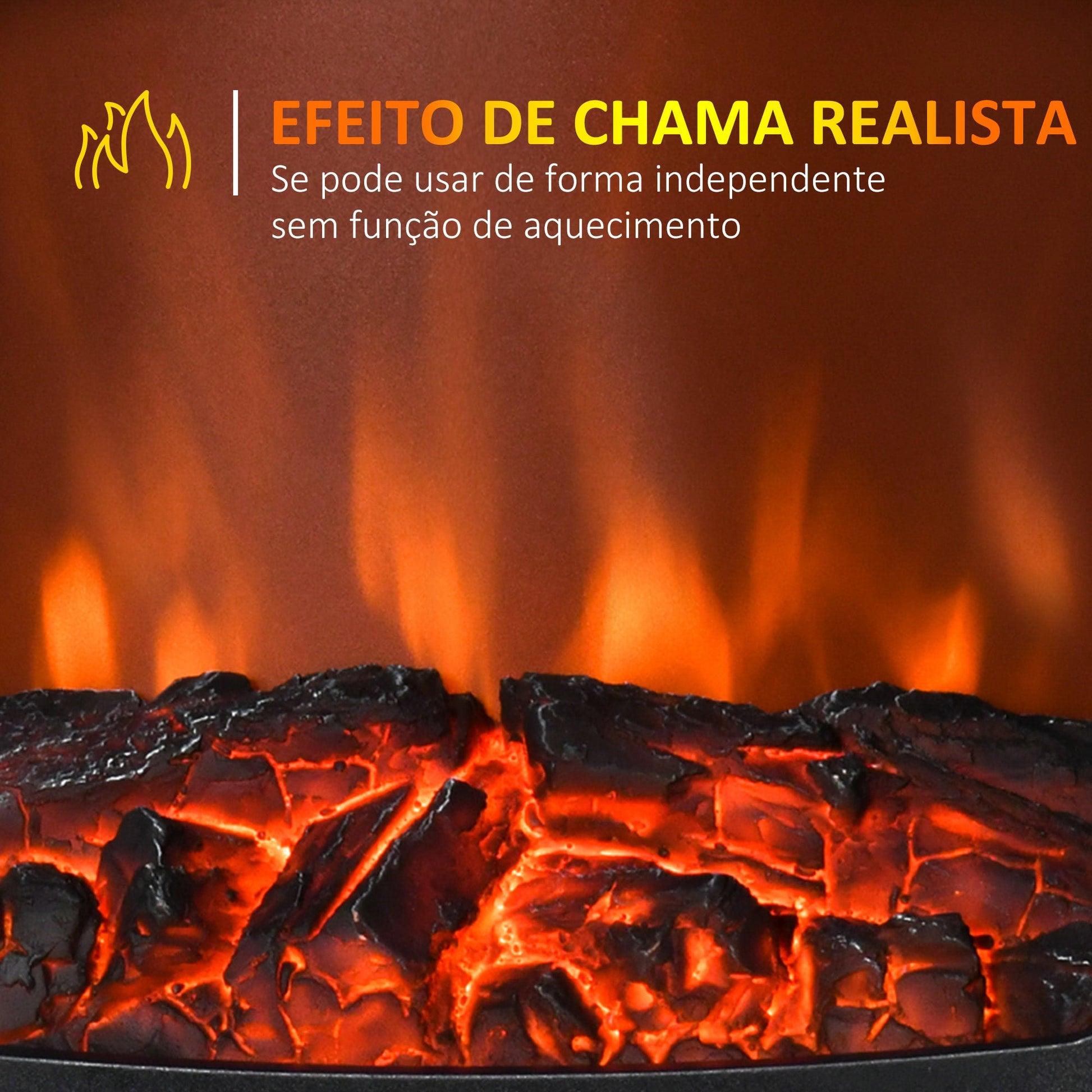 Lareira Elétrica 900W/1800W Lareira Decorativa com Janelas Efeito de Chama Temperatura Ajustável e Proteção Sobreaquecimento para 20-25 ㎡ 39x26x54,8 cm Branco
