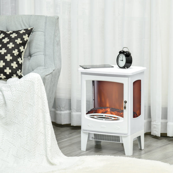 Lareira Elétrica 900W/1800W Lareira Decorativa com Janelas Efeito de Chama Temperatura Ajustável e Proteção Sobreaquecimento para 20-25 ㎡ 39x26x54,8 cm Branco