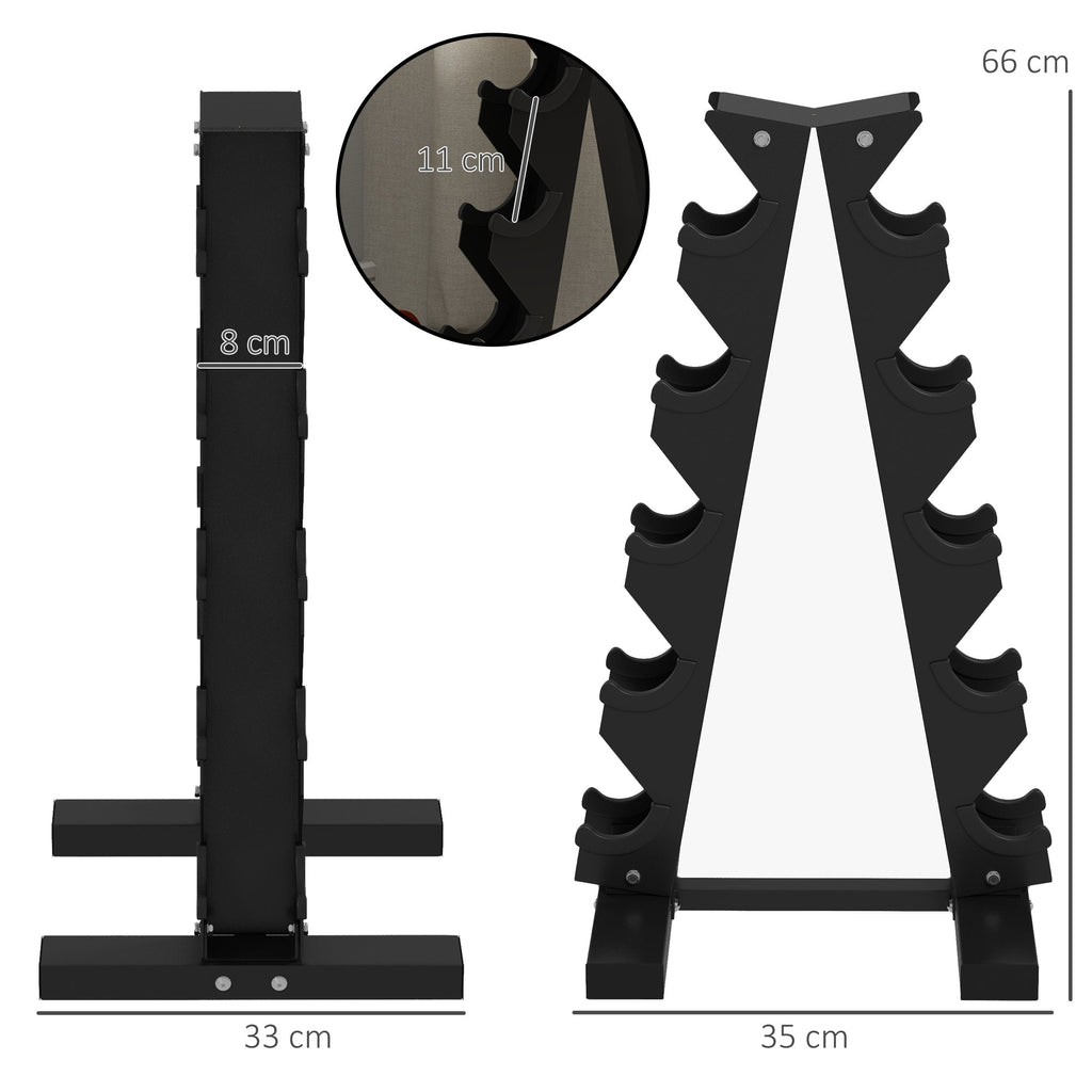 SPORTNOW Suporte para Halteres de 5 Níveis Suporte de Armazenamento para Halteres de Aço para Treinamento em Ginásio Casa Carga 100 kg 35x33x66 cm Preto