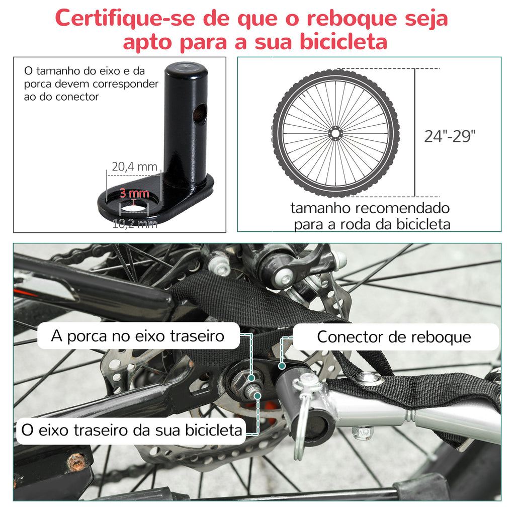 Reboque de Bicicleta 2 EM 1 para crianças de 2 lugares com Amortecedores Convertível em carrinho com barra e kit de corrida 129x85x105cm Vermelho